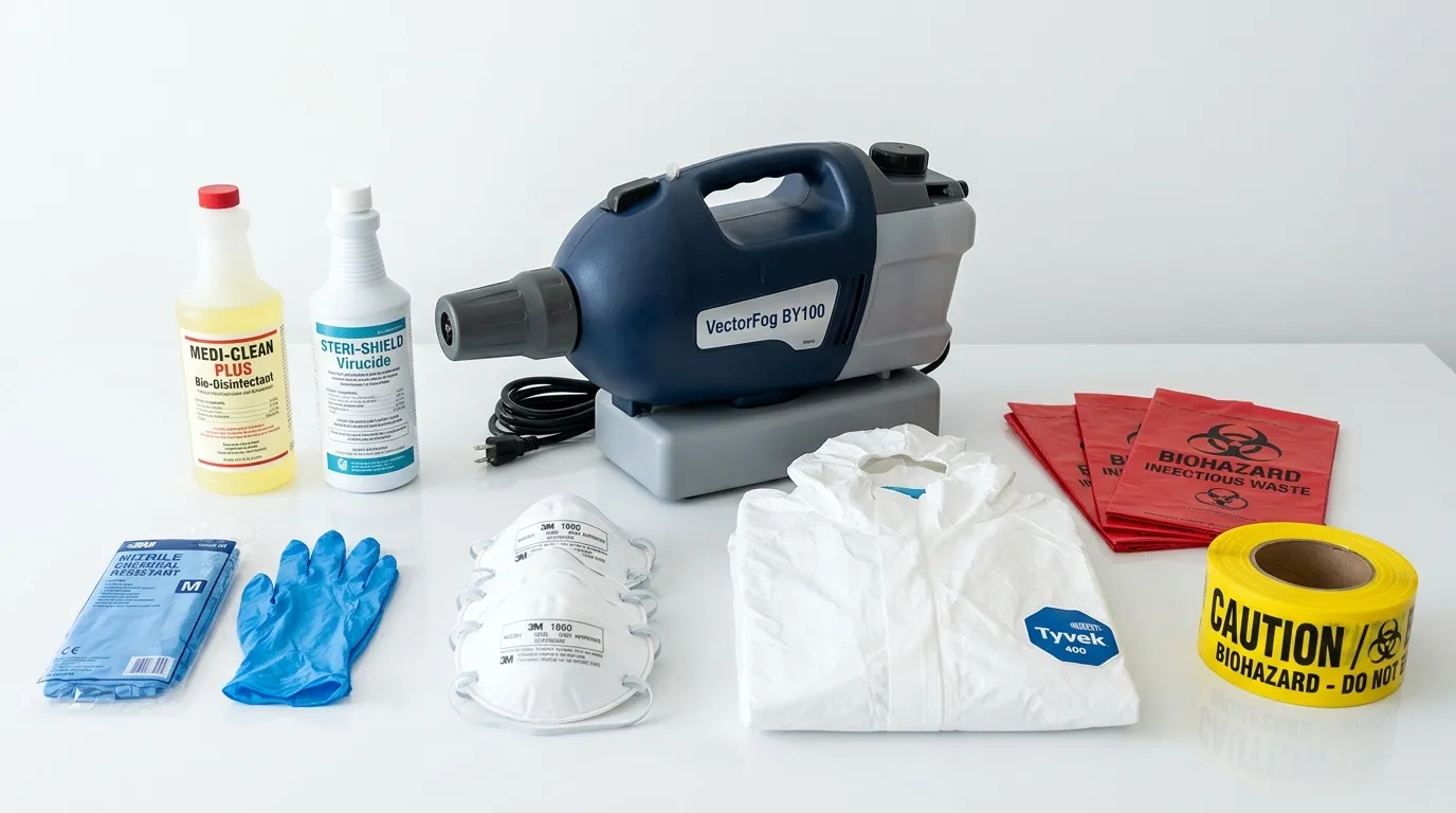 Professional biohazard remediation crew working in Cary