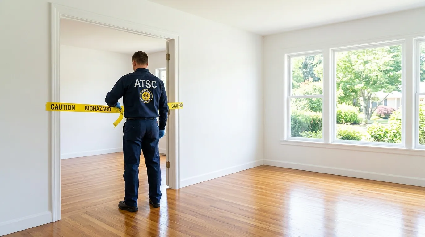 Certified biohazard cleanup crew performing Decomposition Cleanup in Cary